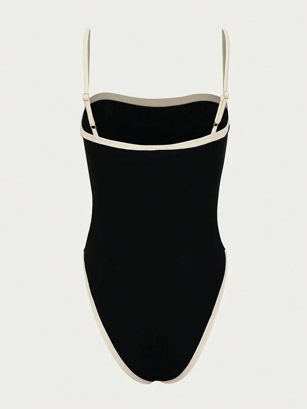 One-Piece Swimsuit in Black with High-Leg Cut and Contrast Detail