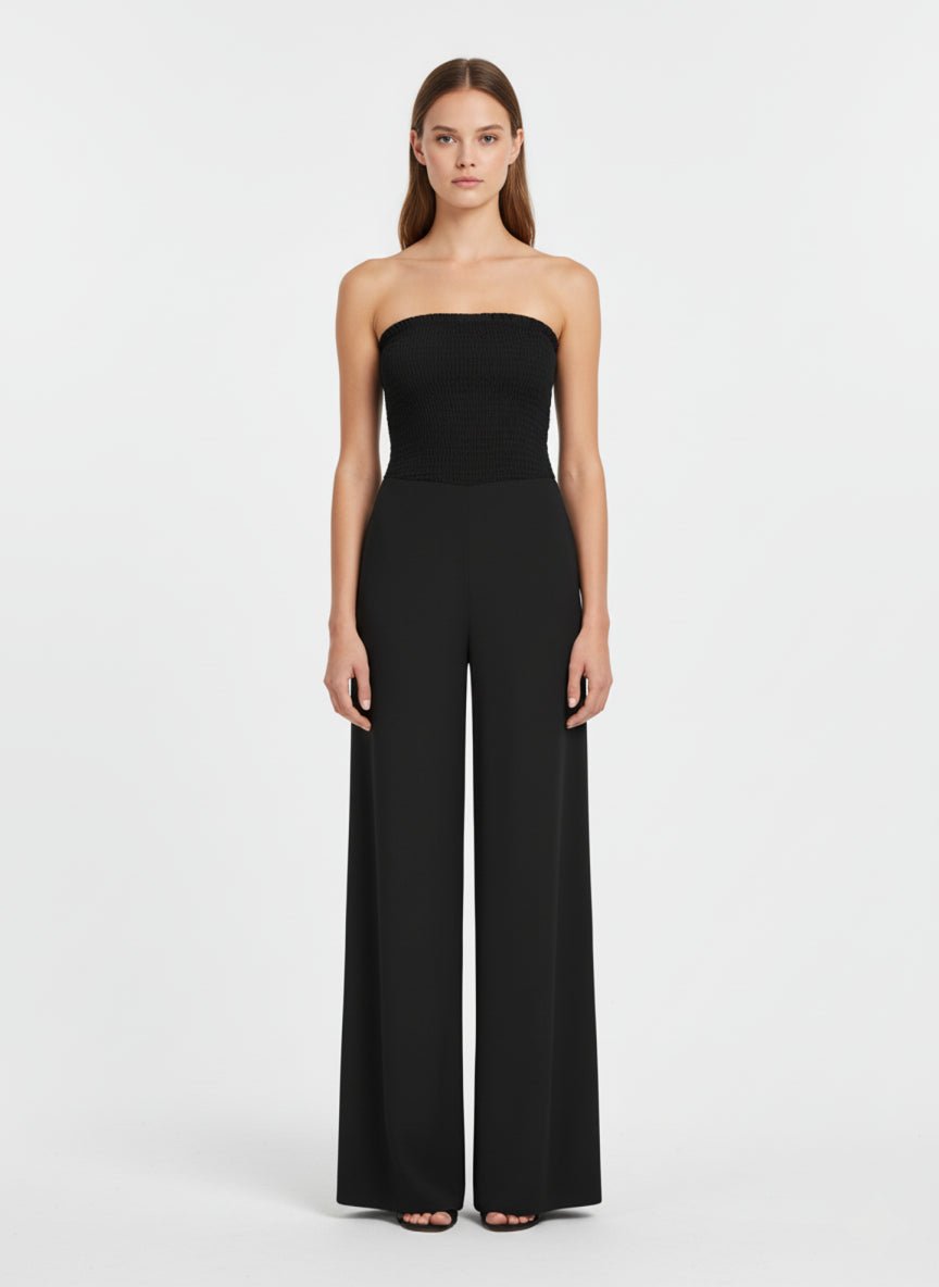Strapless Wide Leg Jumpsuit Women Bandeau Palazzo Pleated