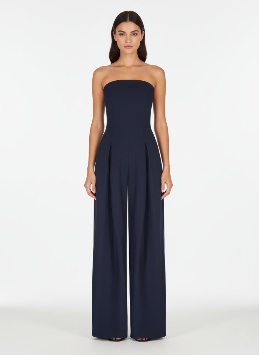 Strapless Wide Leg Jumpsuit Women Bandeau Palazzo Pleated