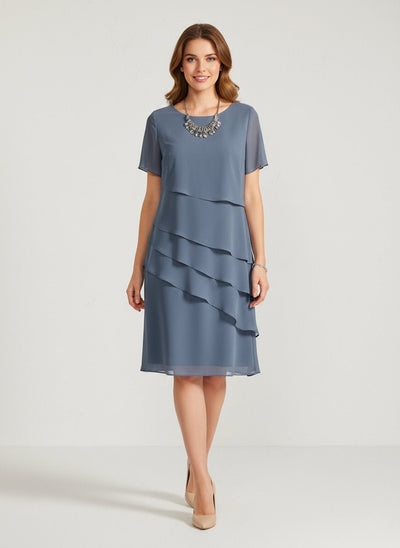 Womens Chiffon Tiered Dress – Elegant Summer Wedding Guest or Cocktail Style