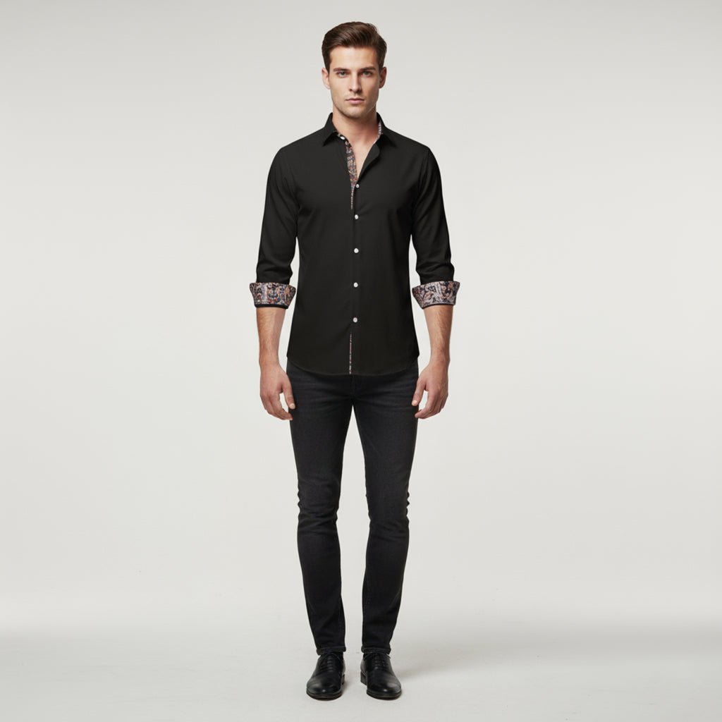 Men's Shirt with Bold Paisley Print – Long-Sleeve Smart Casual Style
