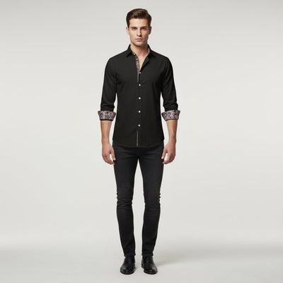 Men's Shirt with Bold Paisley Print – Long-Sleeve Smart Casual Style