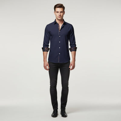 Men's Shirt with Bold Paisley Print – Long-Sleeve Smart Casual Style