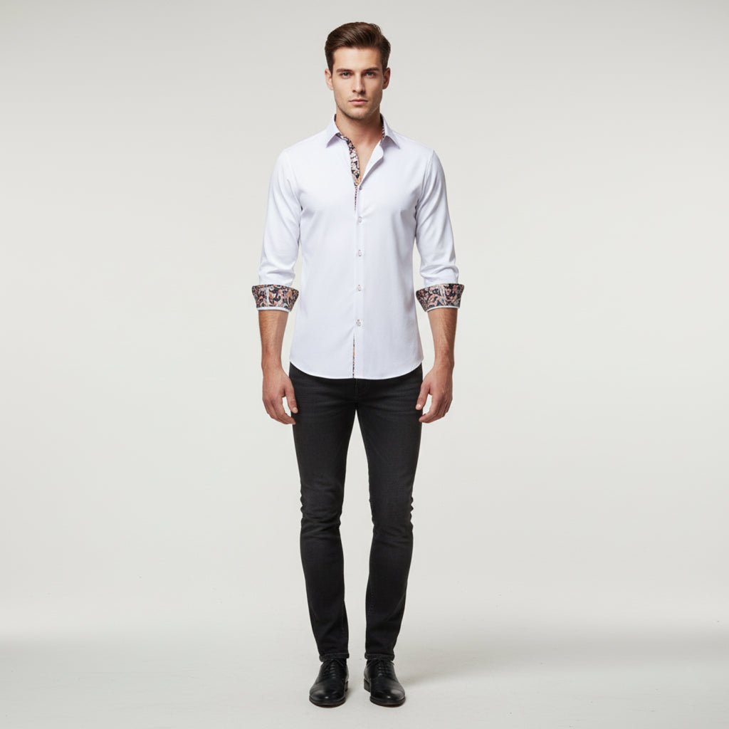 Men's Shirt with Bold Paisley Print – Long-Sleeve Smart Casual Style