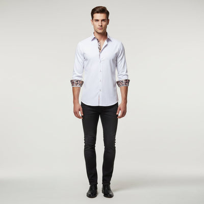Men's Shirt with Bold Paisley Print – Long-Sleeve Smart Casual Style