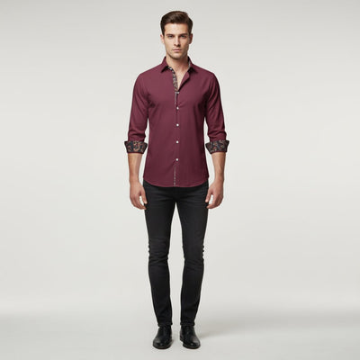 Men's Shirt with Bold Paisley Print – Long-Sleeve Smart Casual Style