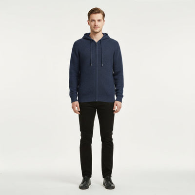 Men's Cashmere Cardigan Sweater with Hood – Luxurious Autumn Winter Style