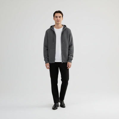 Men's Cashmere Cardigan Sweater with Hood – Luxurious Autumn Winter Style