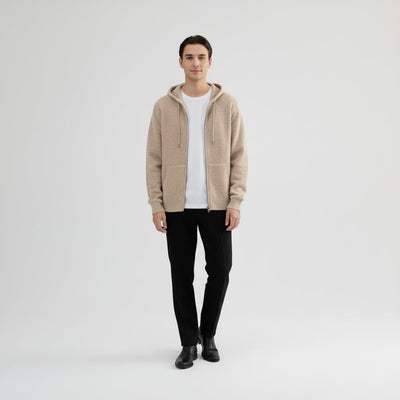 Men's Cashmere Cardigan Sweater with Hood – Luxurious Autumn Winter Style