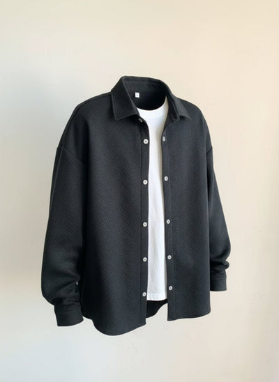 Men's Shirt - Casual Long Sleeve with Vintage Turn-Down Collar for Stylish Streetwear