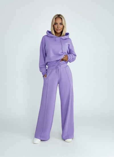 Women's Loungewear Set - Hooded Top and Wide Leg Pants