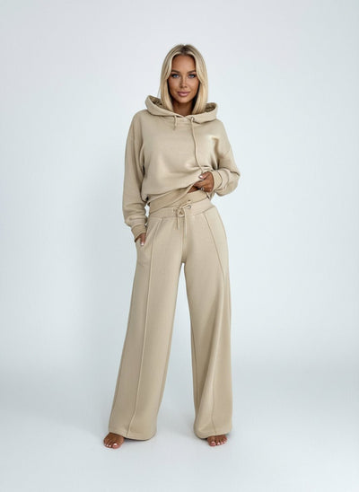 Women's Loungewear Set - Hooded Top and Wide Leg Pants