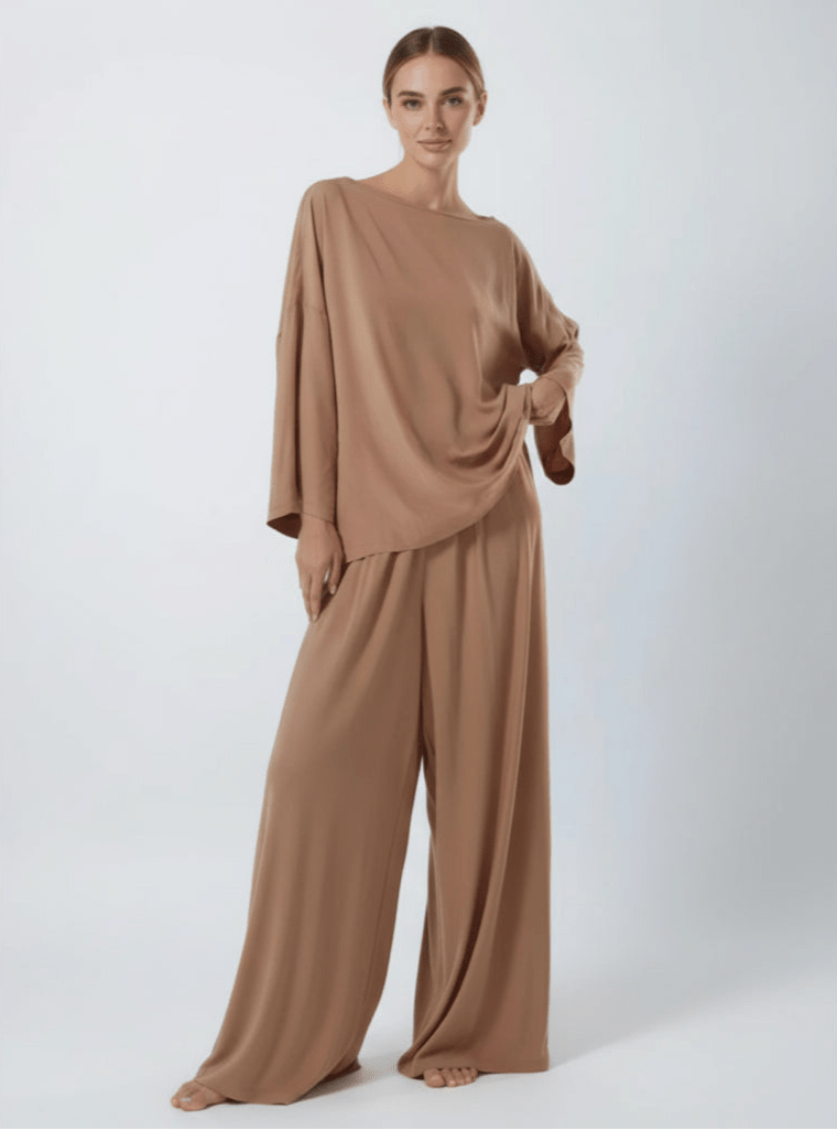 Women's Loungewear Set - Long Sleeve Top and Pants for Casual Style