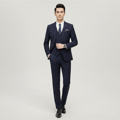 Men's Wedding Suit with Check Pattern - Classic Tailored Blazer, Vest, and Trousers Set