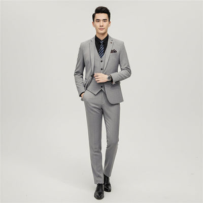 Men's Wedding Suit with Check Pattern - Classic Tailored Blazer, Vest, and Trousers Set