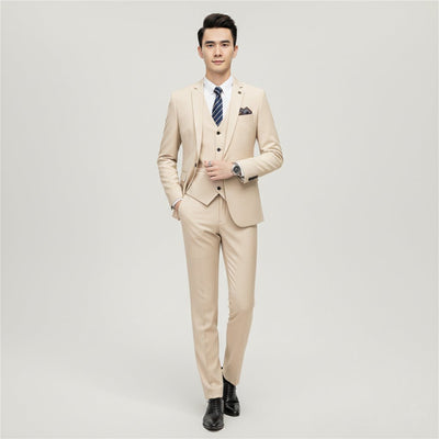 Men's Wedding Suit with Check Pattern - Classic Tailored Blazer, Vest, and Trousers Set