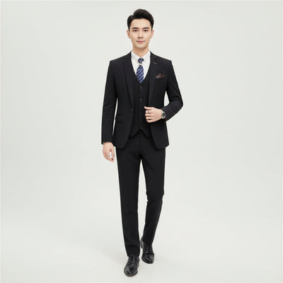 Men's Wedding Suit with Check Pattern - Classic Tailored Blazer, Vest, and Trousers Set