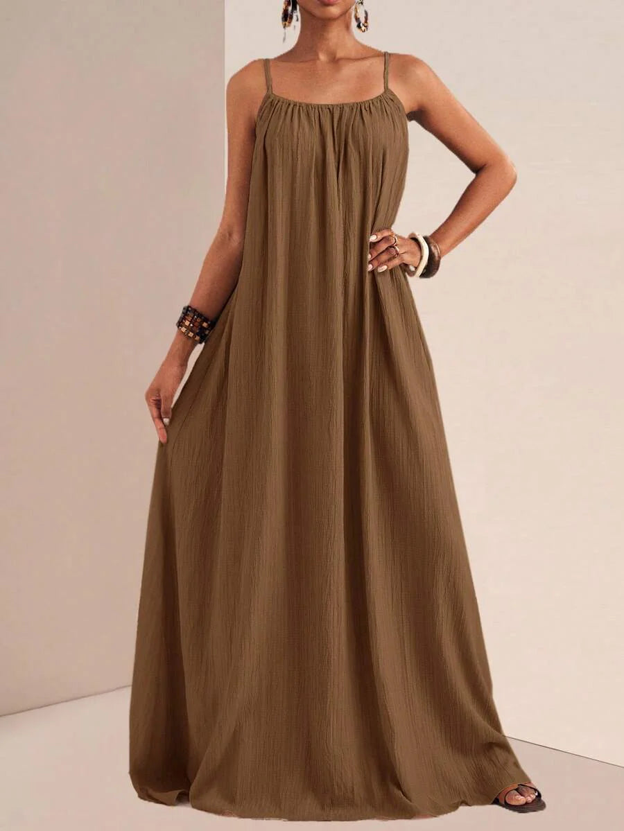 NOMÉA – Boho Flared Maxi Dress Rust Brown