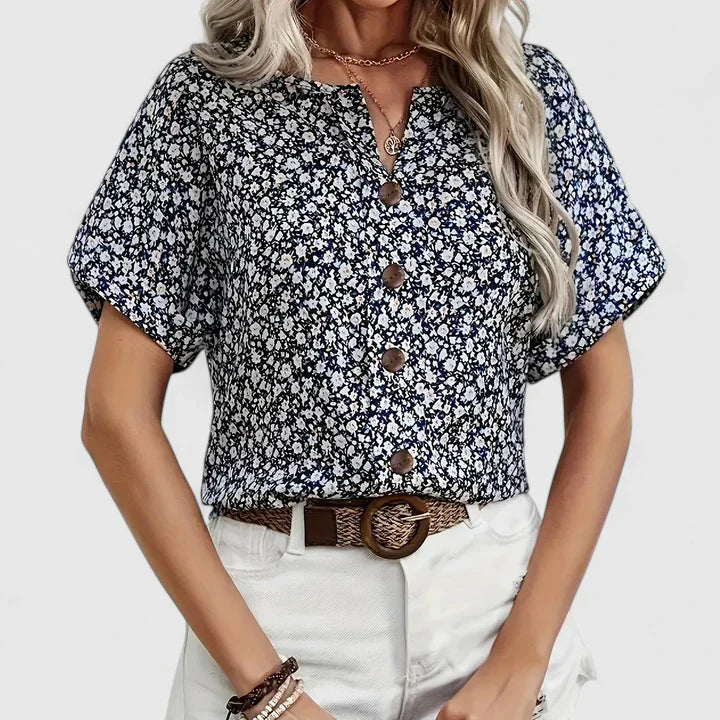Floral Button-Front Crop Top Casual Summer for Women