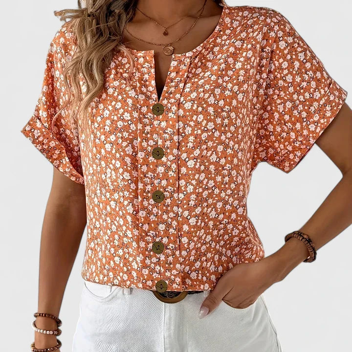Floral Button-Front Crop Top Casual Summer for Women