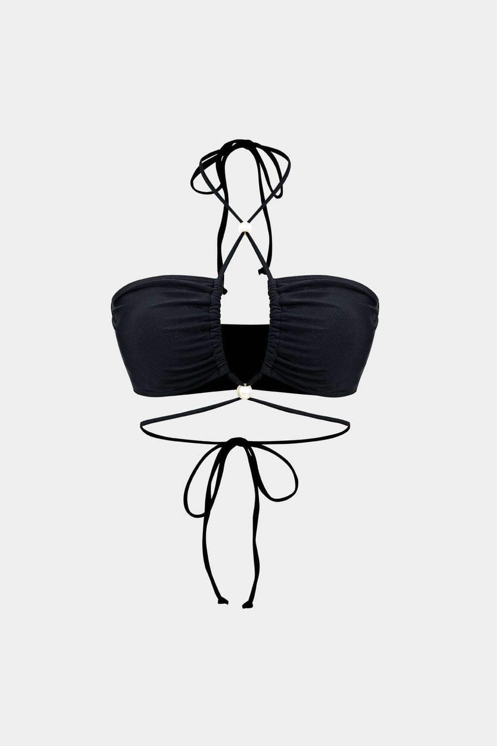 Three-Piece Bikini Set in Black with Wrap Sarong Cover-Up
