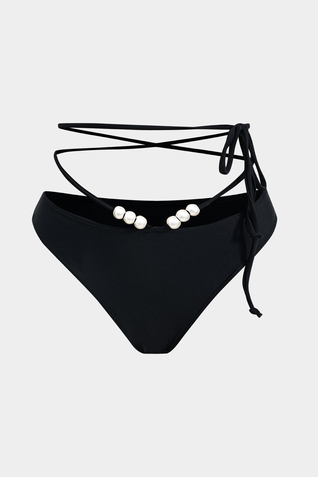 Three-Piece Bikini Set in Black with Wrap Sarong Cover-Up