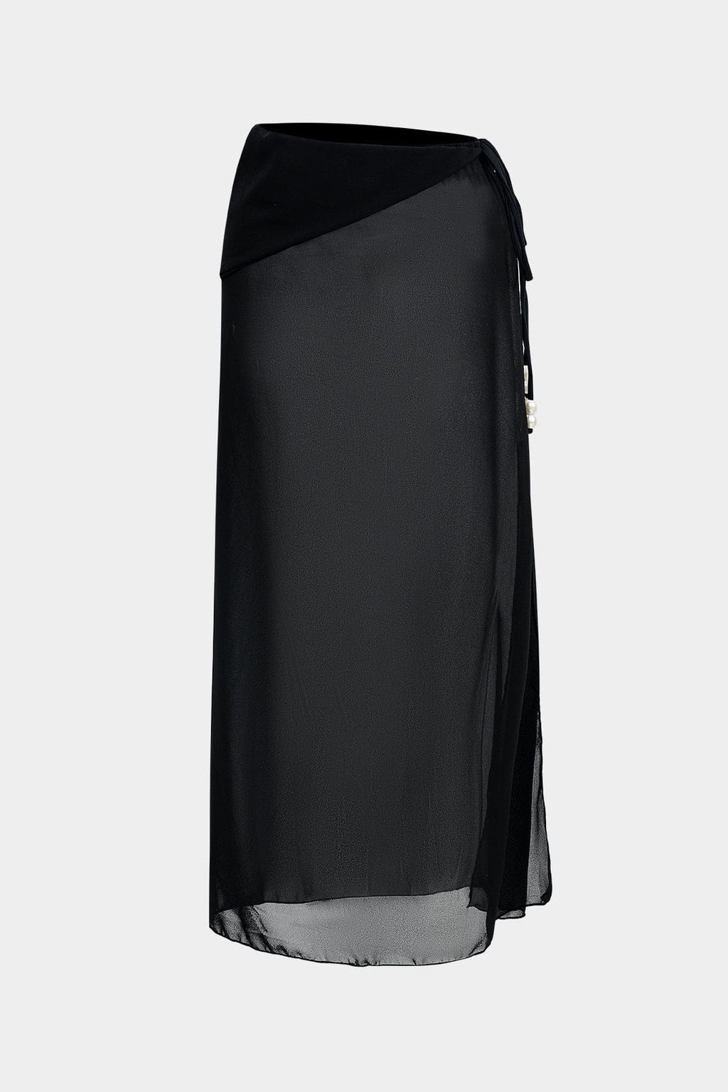 Three-Piece Bikini Set in Black with Wrap Sarong Cover-Up