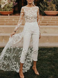 Chic Modern White Bridal Jumpsuit | Clara 0