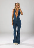Denim Jumpsuit for Women with Vintage Charm and Figure-Hugging Fit – Casual Chic Style