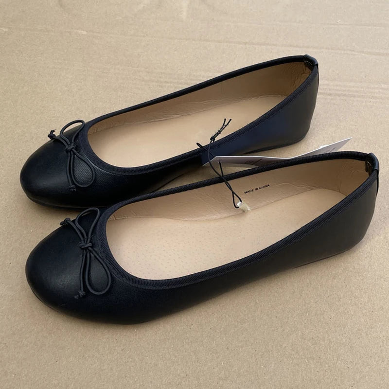 Elegant Ballet Flats for Women with Bowknot Design – Comfortable Slip-On Style