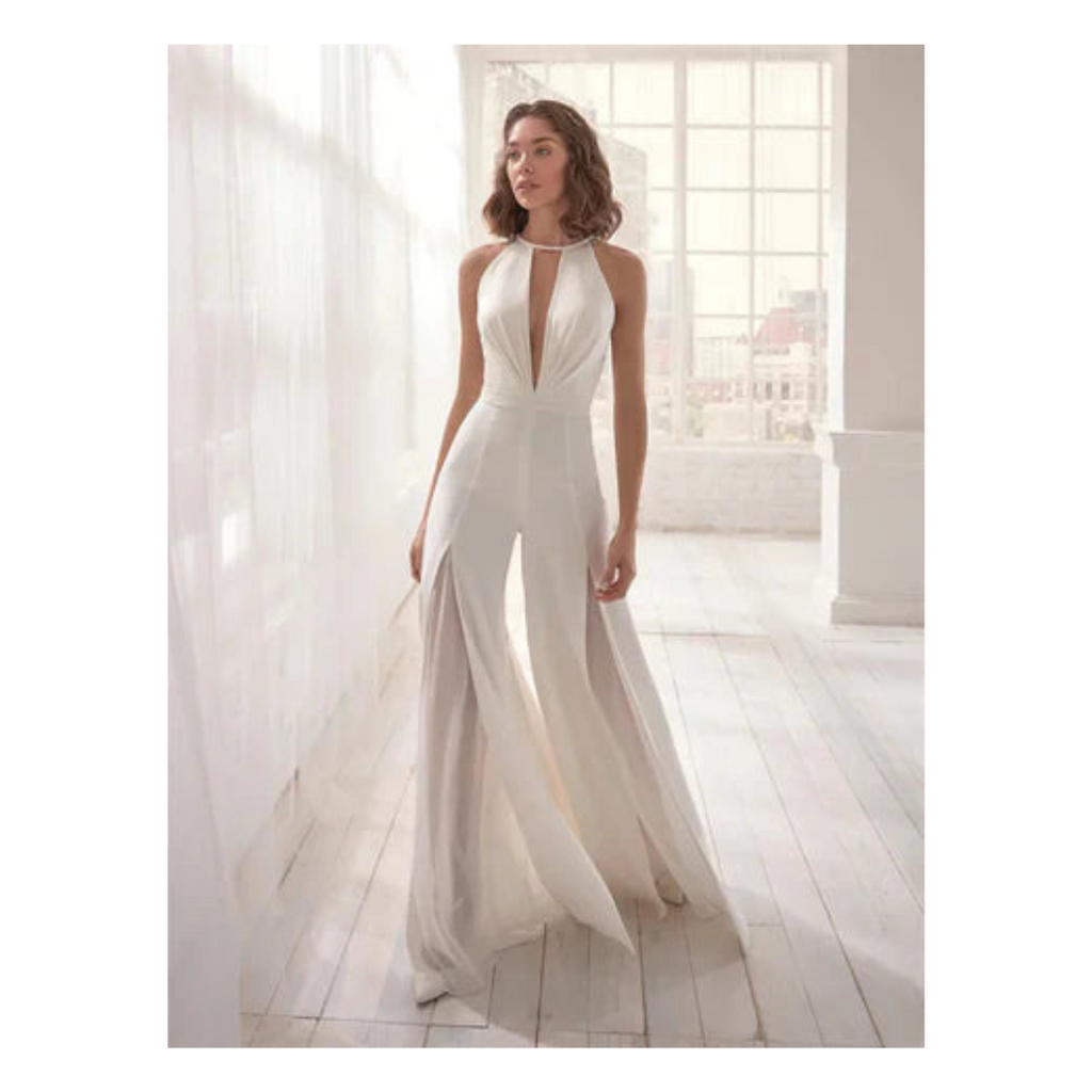 Elegant White Bridal Jumpsuit | Clara 0