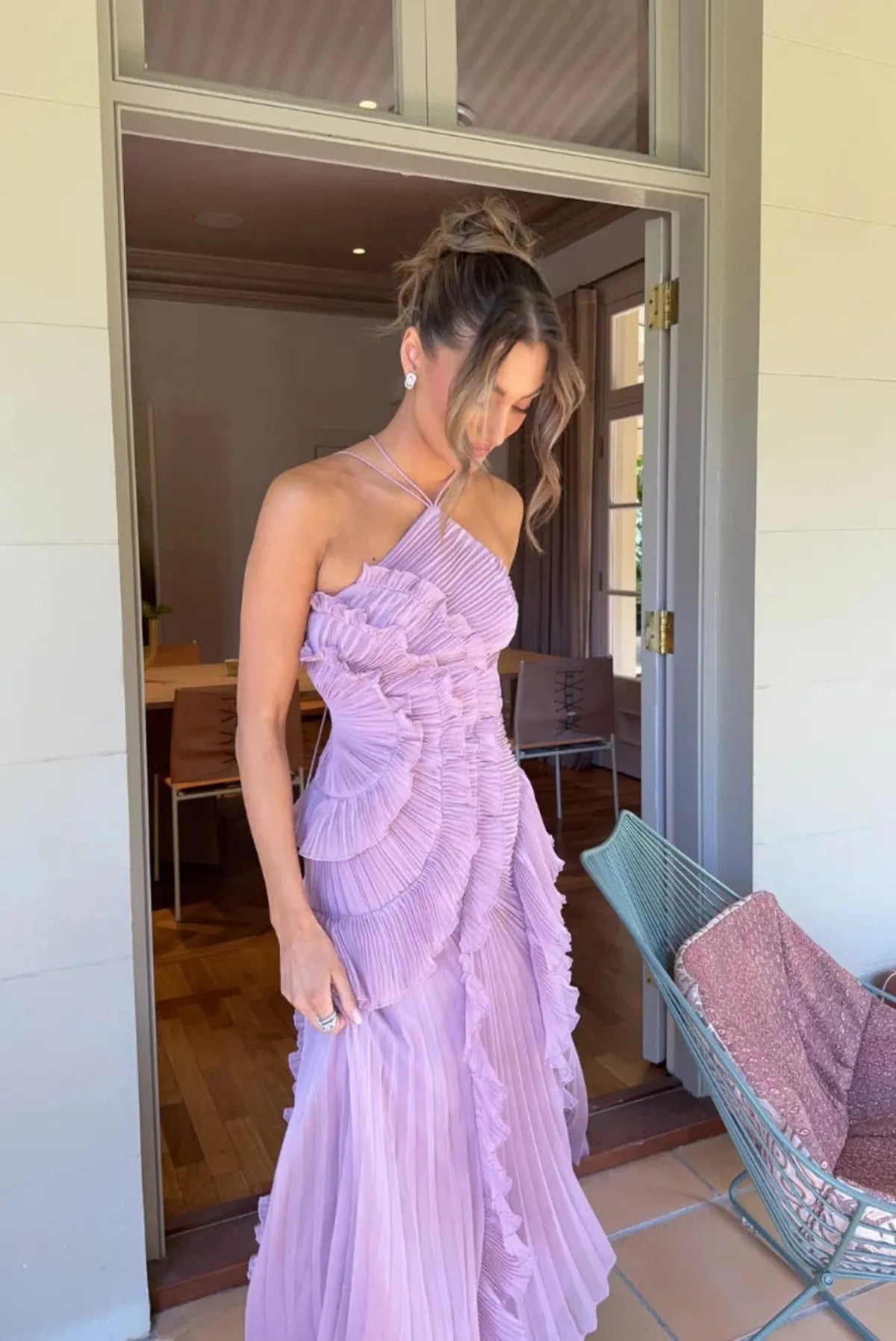 Floral Maxi Dress in Purple for Summer Weddings and Events
