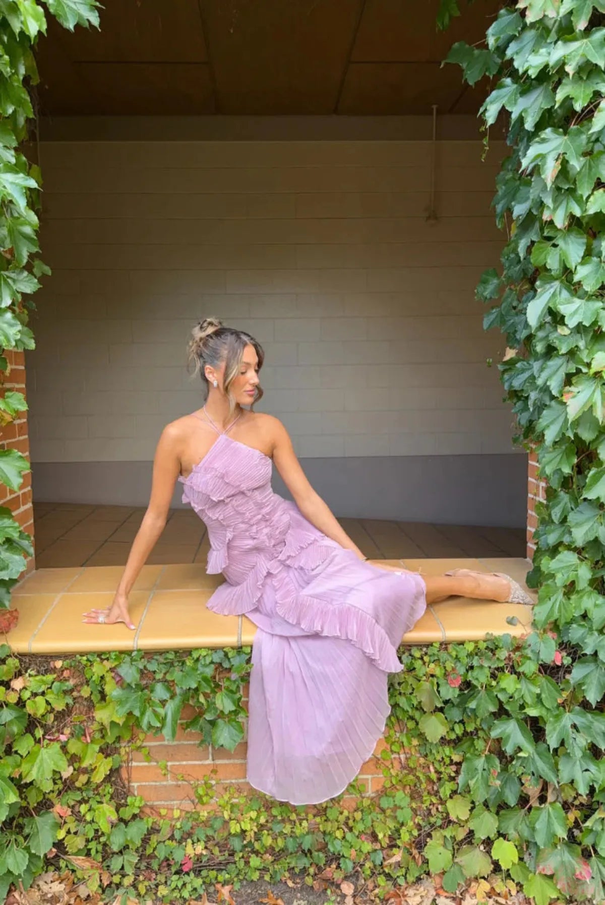 Floral Maxi Dress in Purple for Summer Weddings and Events