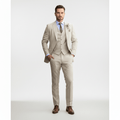 Men Three-Piece Suit Set Notch Lapel Five-Button Vest Slim Fit