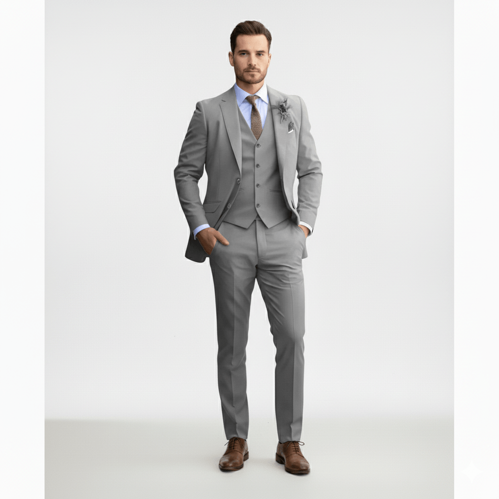 Men's Suit for Weddings Beige – Elegant Three-Part Blazer, Pants, and Vest for Formal Occasions