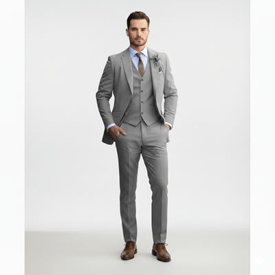 Men's Suit for Weddings Beige – Elegant Three-Part Blazer, Pants, and Vest for Formal Occasions