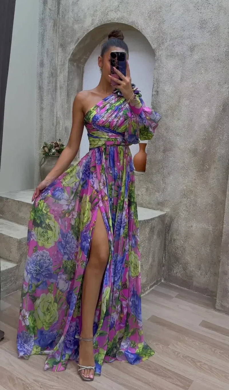 Floral One-Shoulder Maxi Dress for Women at Special Occasions