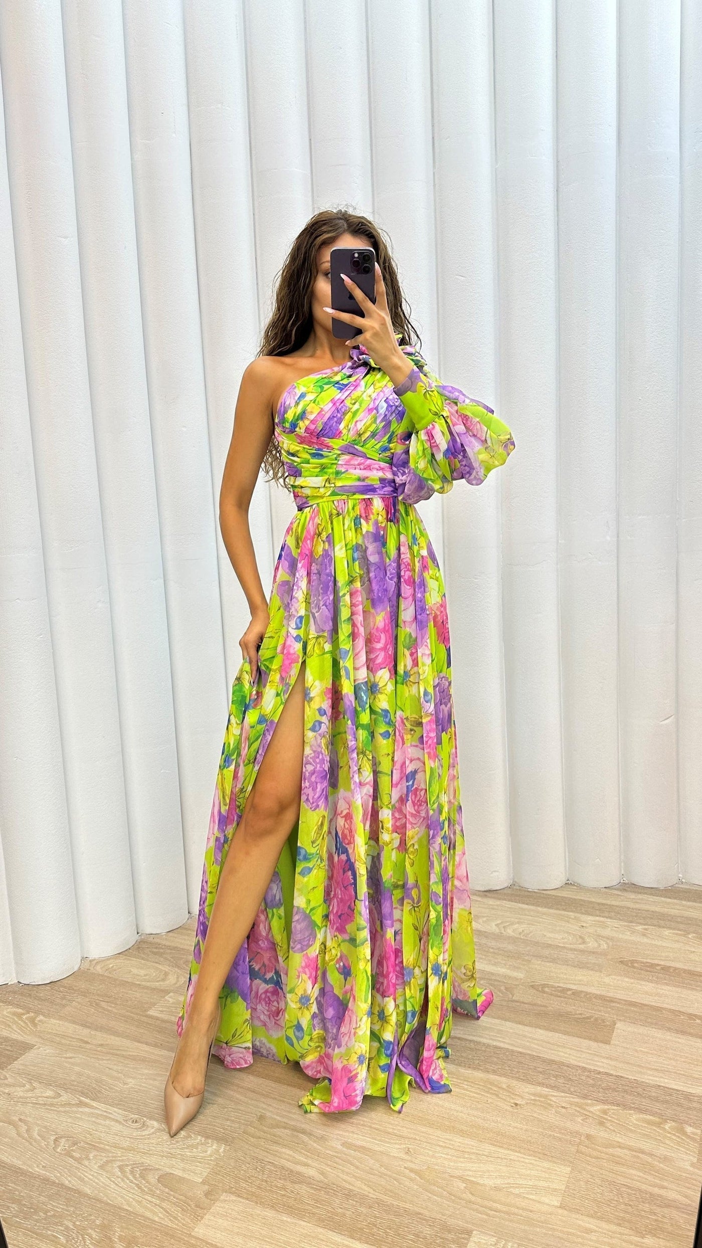 Floral One-Shoulder Maxi Dress for Women at Special Occasions