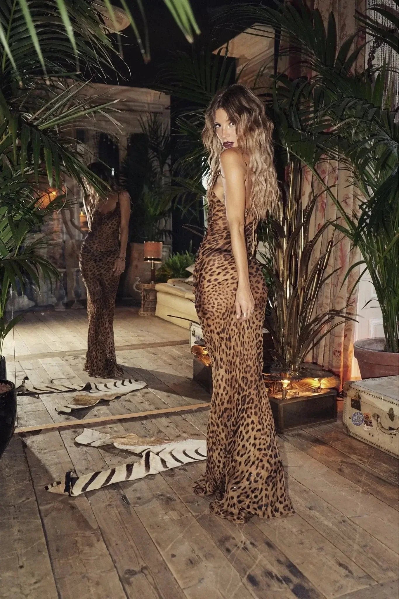 Leopard Print Maxi Dress for Women Summer with Wrap Detail