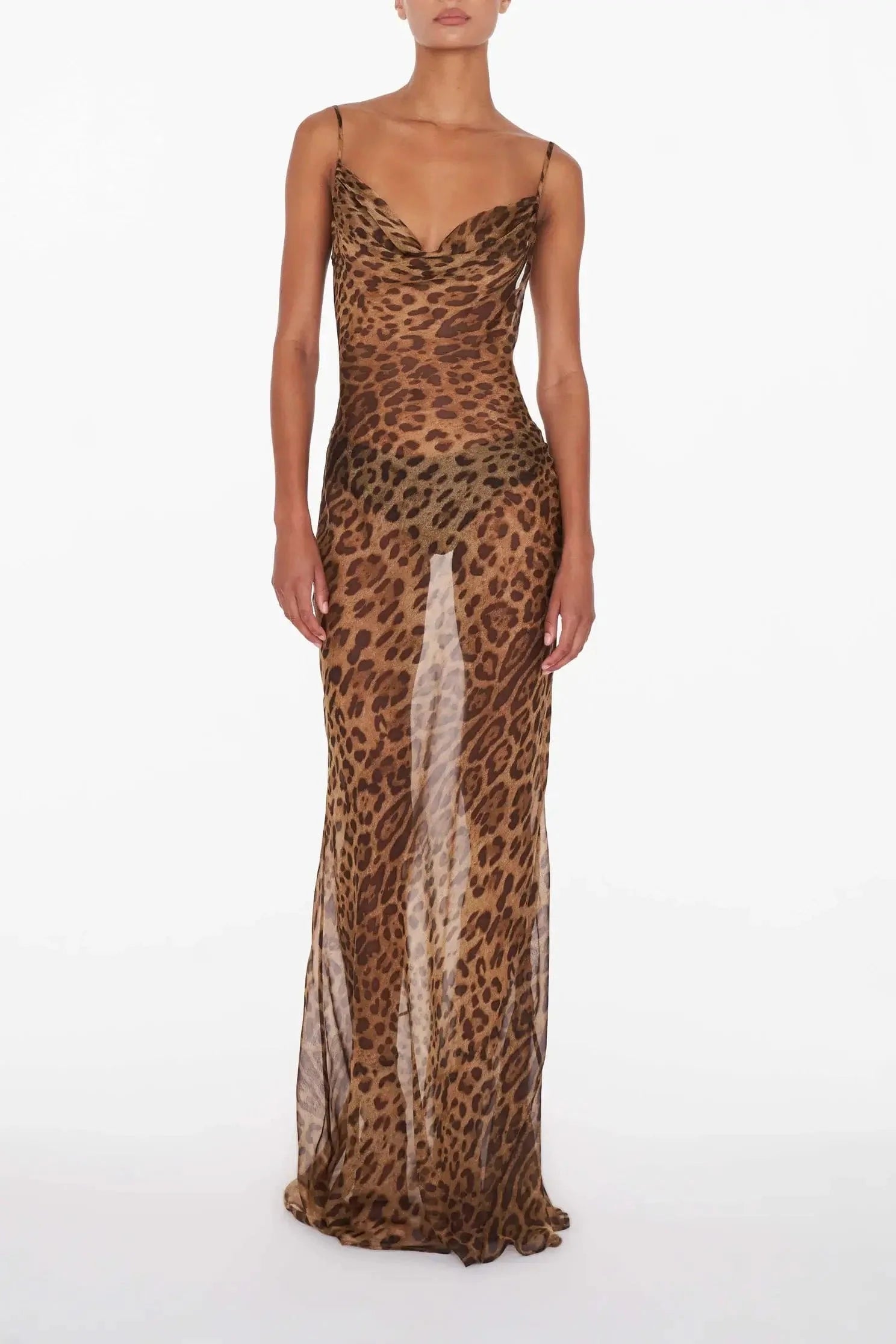 Leopard Print Maxi Dress for Women Summer with Wrap Detail