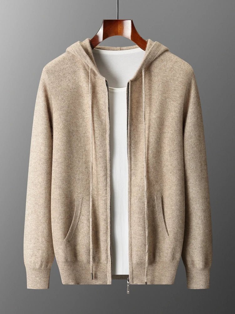 Men's Cardigan Sweater in Casual Hoodie Style – Soft Merino Wool for Autumn and Winter