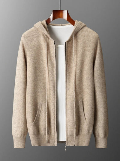 Men's Cardigan Sweater in Casual Hoodie Style – Soft Merino Wool for Autumn and Winter