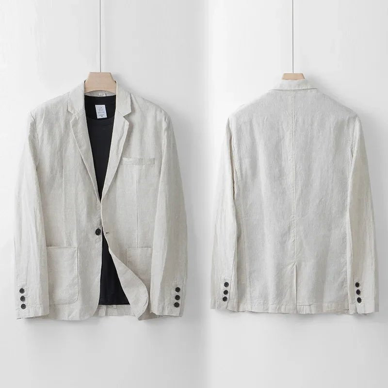 Men's Linen Blazer Jacket – Lightweight Casual Style for Summer Business and Evening Occasions