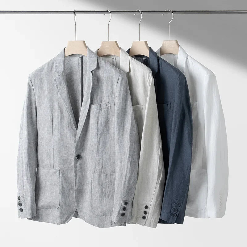 Men's Linen Blazer Jacket – Lightweight Casual Style for Summer Business and Evening Occasions