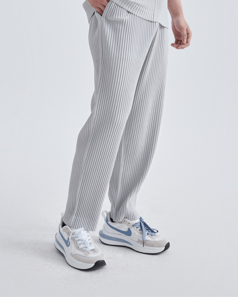 Men's Pants – Loose Fit Cotton Rib Trousers with Elastic Waistband for Casual Urban Style