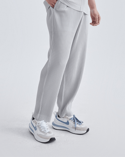 Men's Pants – Loose Fit Cotton Rib Trousers with Elastic Waistband for Casual Urban Style