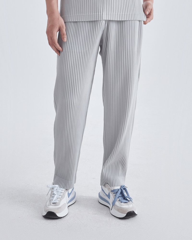 Men's Pants – Loose Fit Cotton Rib Trousers with Elastic Waistband for Casual Urban Style