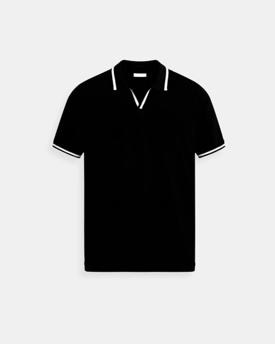 Men's Polo Shirt with Open Collar and Contrast Closures – Modern Sporty Style for Casual Wear