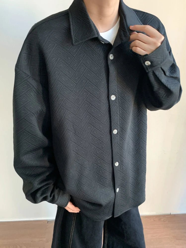 Men's Shirt - Casual Long Sleeve with Vintage Turn-Down Collar for Stylish Streetwear