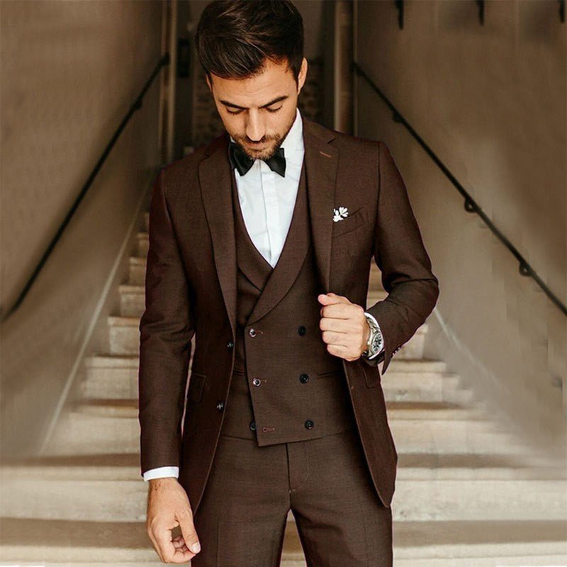 Men's Suit Set - Elegant Three-Piece Blazer, Vest & Pants for Formal Events